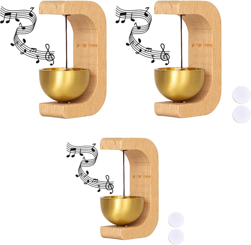 Shopkeepers Bell for Door Opening, Magnetic Wood Doorbell, Wind Chime for Door, Store, Refrigerator, Porch, Garden, Entrance, Restaurant, Office, Housewarming Gift (3-pack)